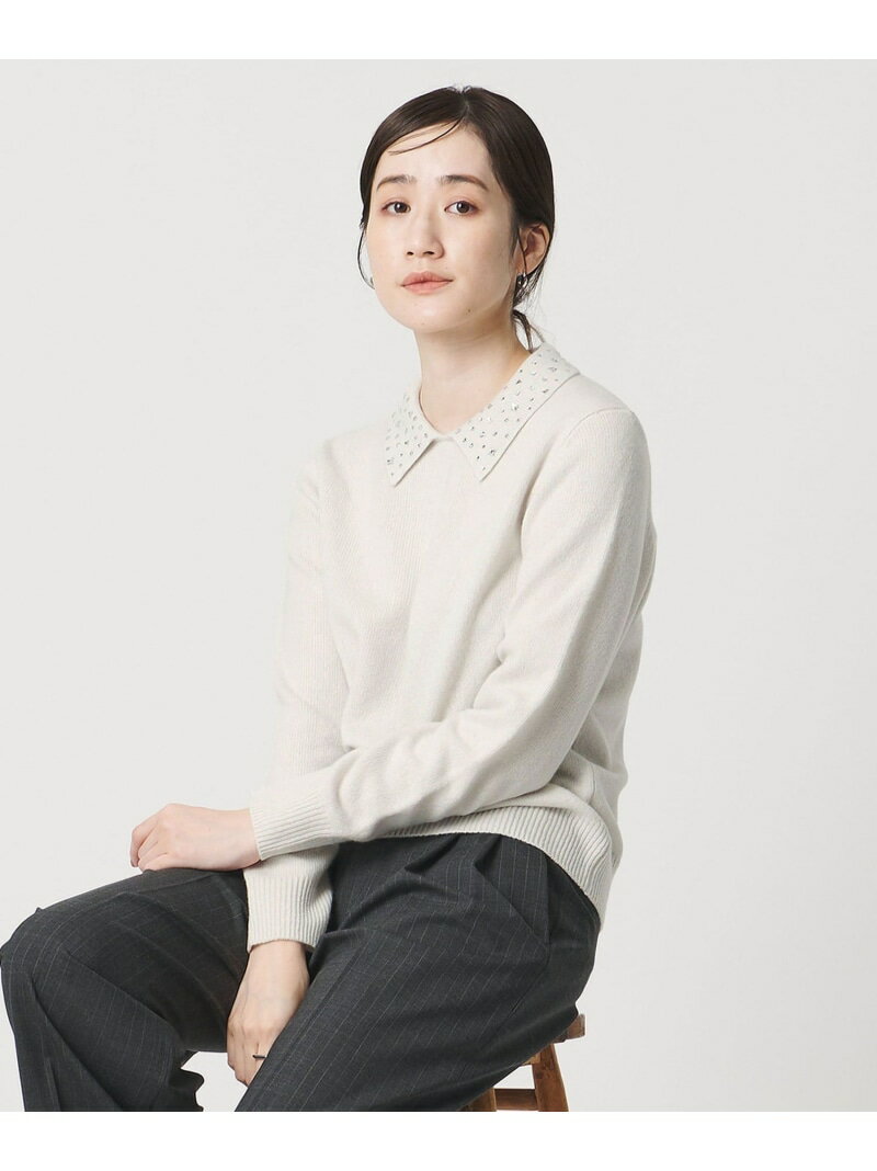 ラインストーン ポロ ニット UNITED ARROWS ユナイテッドアローズ トップス ニット ブラック ホワイト ブルー【送料無料】[Rakuten Fashion]のサムネイル