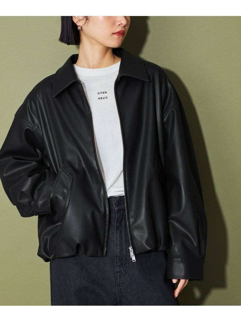 【SALE／50%OFF】＜CITEN＞エッセンシャルレザーライクジャケット CITEN ユナイテッドアローズ アウトレット ジャケット・アウター ブルゾン・ジャンパー ブラック【RBA_E】【送料無料】[Rakuten Fashion]