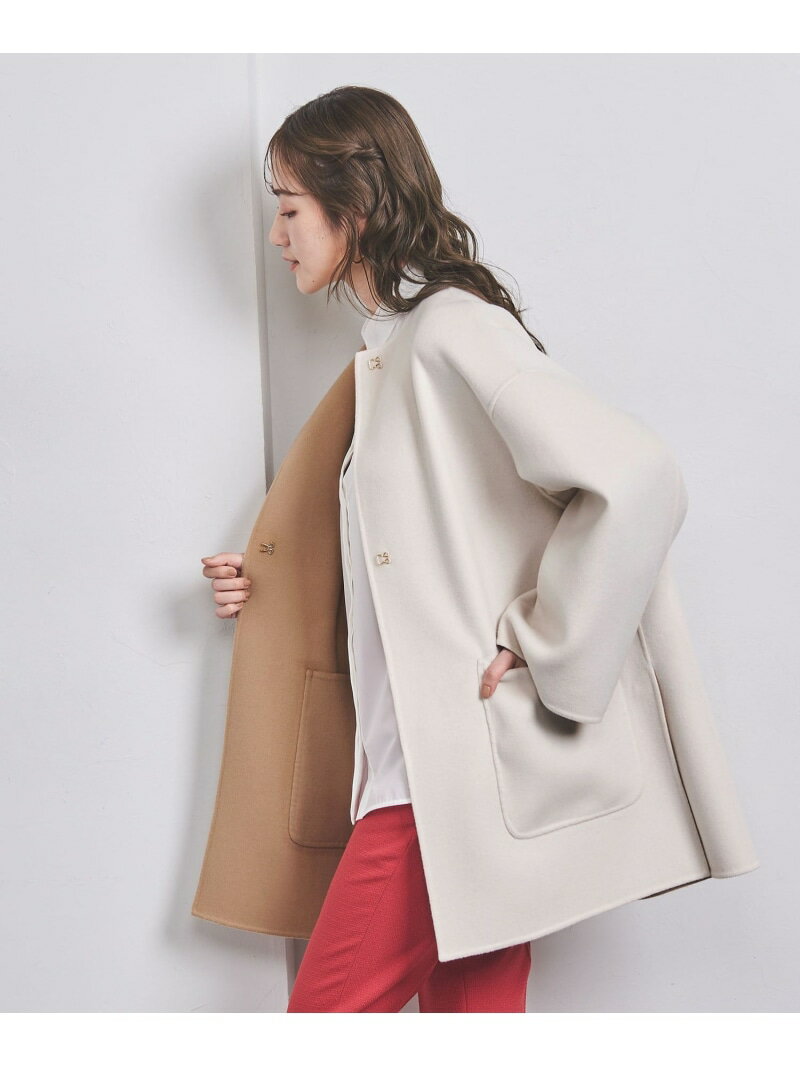 【SALE／30%OFF】バイカラー リバー ミドルコート UNITED ARROWS ユナイテッドアローズ アウトレット ジャケット・アウター その他のジャケット・アウター ホワイト グレー ブラウン ネイビー【RBA_E】【送料無料】[Rakuten Fashion]のサムネイル