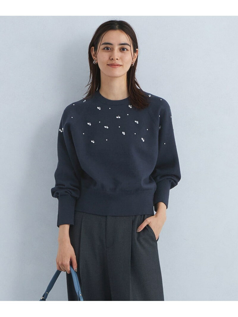 【SALE／50%OFF】スパークル ビジュー ニット プルオーバー -ウォッシャブル- UNITED ARROWS green label relaxing ユナイテッドアローズ アウトレット トップス ニット ブルー ホワイト ネイビー グレー【RBA_E】【送料無料】[Rakuten Fashion]のサムネイル