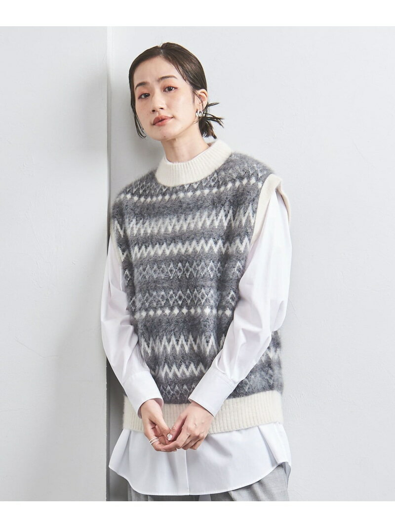 【SALE／50%OFF】フォックスカシミヤ ジャカード ニットベスト UNITED ARROWS ユナイテッドアローズ アウトレット トップス ベスト・ジレ グレー【RBA_E】【送料無料】[Rakuten Fashion]のサムネイル