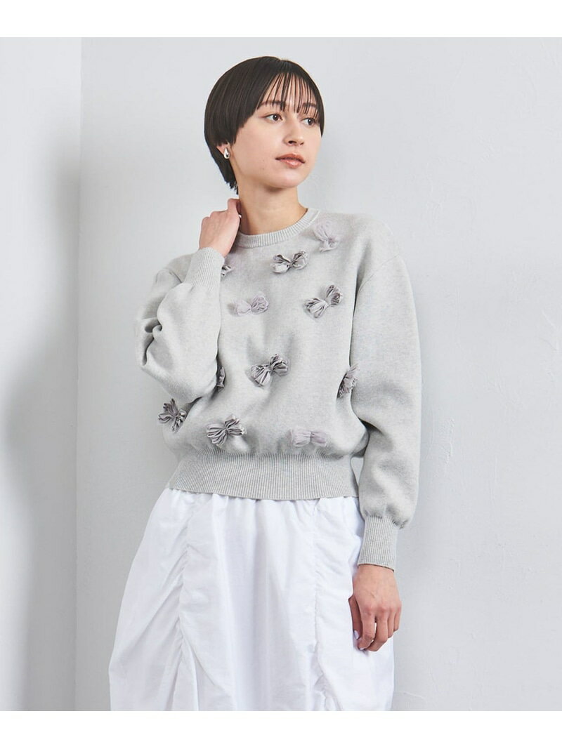【SALE／50%OFF】3D リボン クルーネック ニット UNITED ARROWS ユナイテッドアローズ アウトレット トップス ニット グレー ホワイト ネイビー【RBA_E】【送料無料】[Rakuten Fashion]のサムネイル