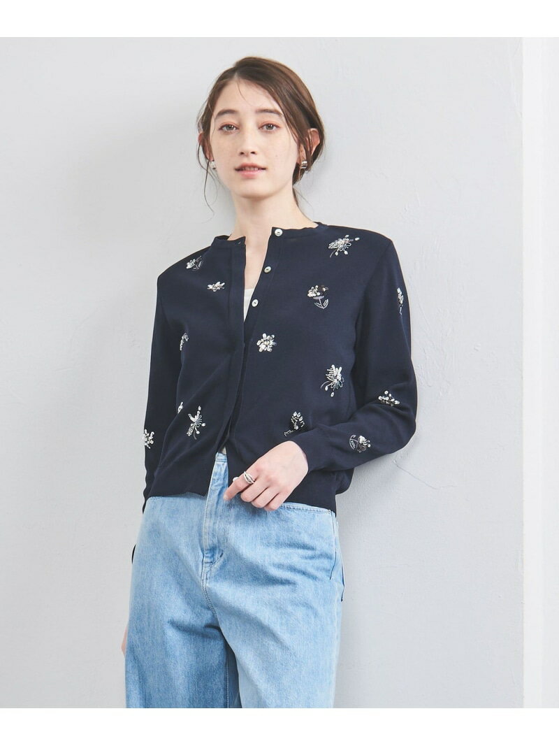 【SALE／50%OFF】フラワー ビジュー カーディガン UNITED ARROWS ユナイテッドアローズ アウトレット トップス カーディガン ブラック ネイビー ブルー【RBA_E】【送料無料】[Rakuten Fashion]のサムネイル