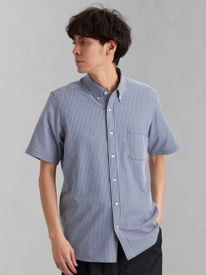 [Rakuten Fashion]【SALE／71%OFF】NMストライプハイゲージBD半袖シャツ＜機能性生地/吸水速乾＞ UNITED ARROWS green label relaxing ユナイテッドアローズ アウトレット シャツ/ブラウス 長袖シャツ ネイビー カーキ ブルー【RBA_E】