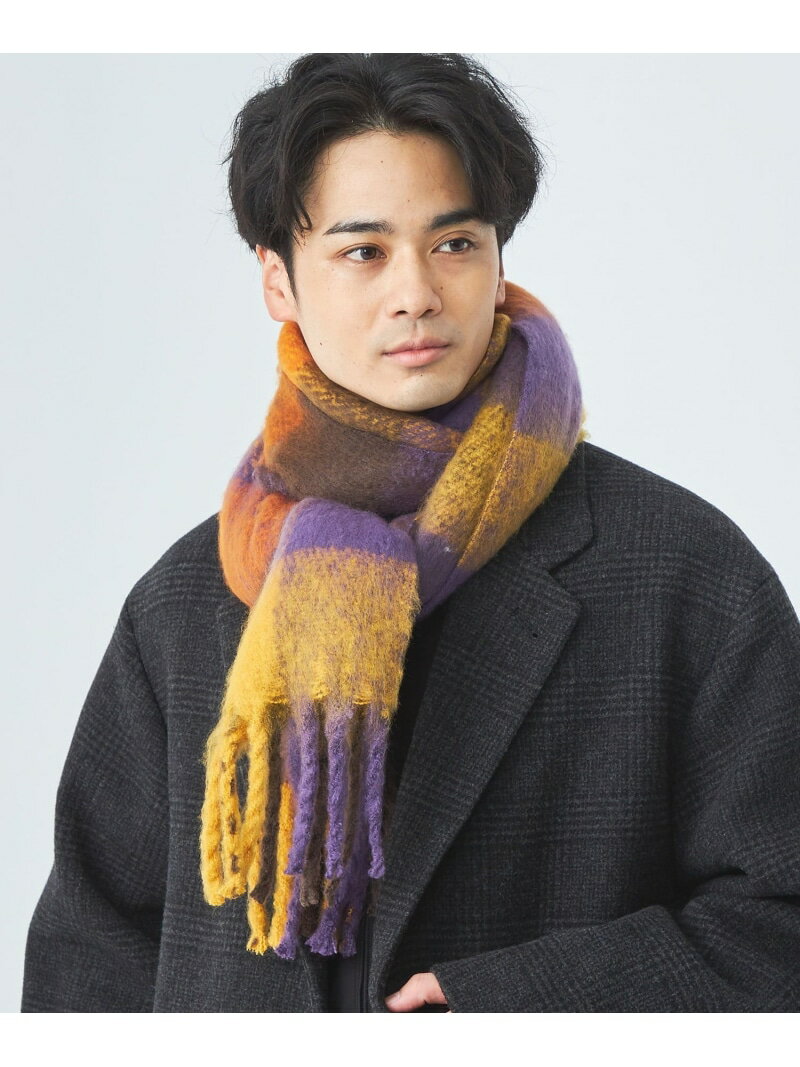 【SALE／50%OFF】ブラッシュド ブロックチェック柄 マフラー UNITED ARROWS green label relaxing ユナ..