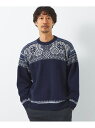 【SALE／60%OFF】ノルディック ジャカード クルーネック ニット UNITED ARROWS green label relaxing ユナイテッドアローズ アウトレット トップス ニット ネイビー ホワイト【RBA_E】[Rakuten Fashion]