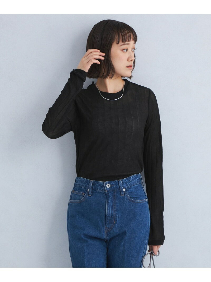 【SALE／50%OFF】シアー ワイドテレコ プルオーバー カットソー UNITED ARROWS green label relaxing ユナイテッドアローズ アウトレット トップス カットソー・Tシャツ ブラック レッド ホワイト【RBA_E】[Rakuten Fashion]のサムネイル