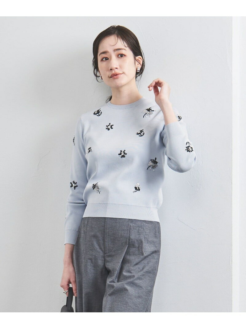 【SALE／50%OFF】フラワー ビジュー ロングスリーブ ニット UNITED ARROWS ユナイテッドアローズ アウトレット トップス ニット ネイビー ブラック ブルー【RBA_E】【送料無料】[Rakuten Fashion]のサムネイル