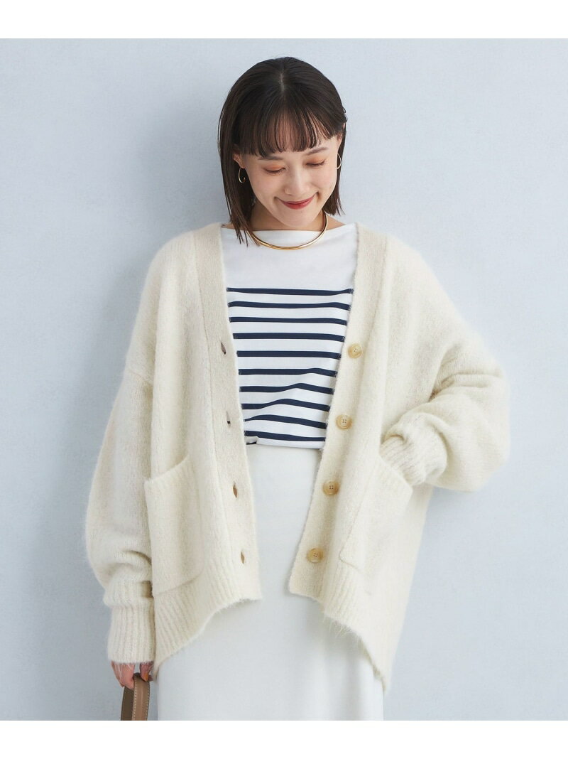 【SALE／50%OFF】アルパカシャギー Vネックカーディガン UNITED ARROWS green label relaxing ユナイテッドアローズ アウトレット トップス カーディガン ホワイト ピンク グレー ブラック ベージュ【RBA_E】【送料無料】[Rakuten Fashion]