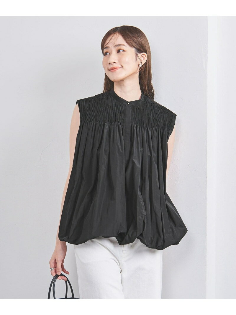 【SALE／60%OFF】タフタ シャーリング プリーツ ブラウス UNITED ARROWS ユナイテッドアローズ アウトレット トップス シャツ・ブラウス ブラック ベージュ【RBA_E】【送料無料】[Rakuten Fashion]のサムネイル