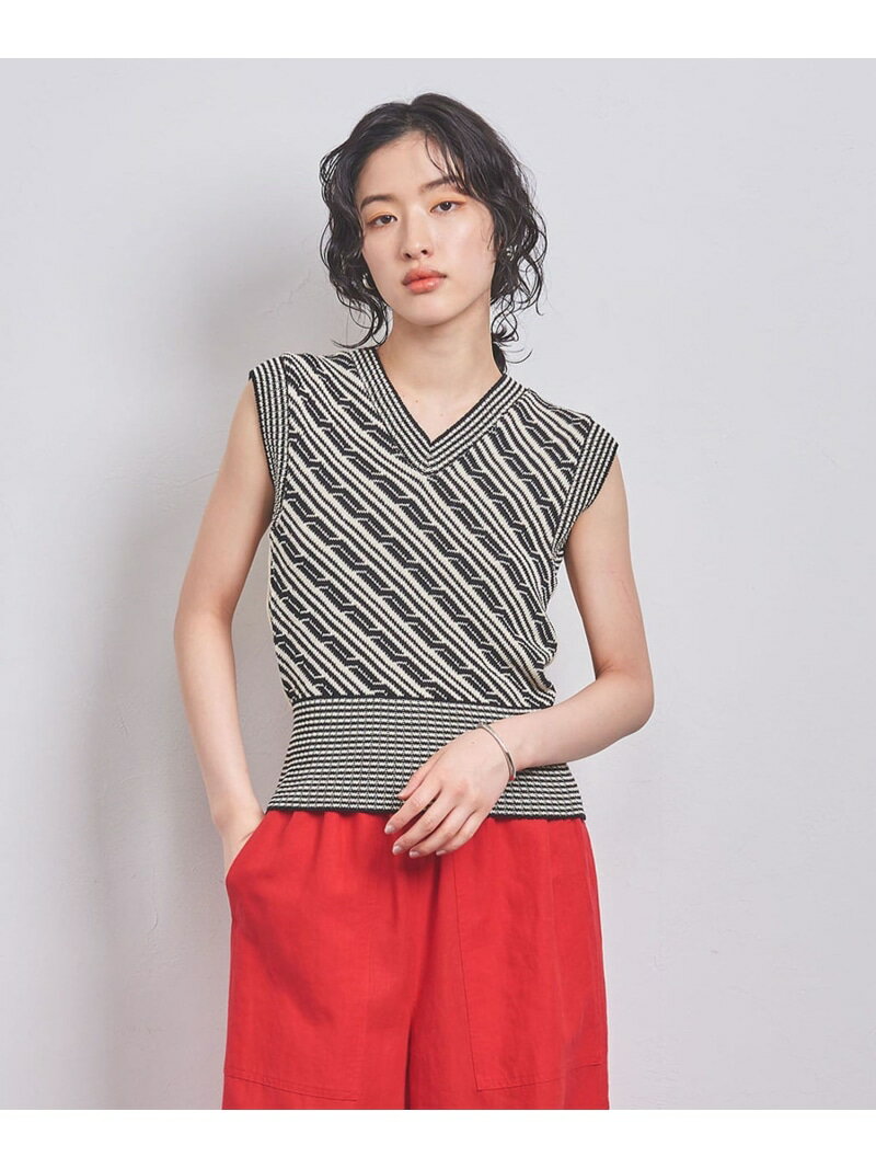 【SALE／80%OFF】Vネック ノースリーブニット UNITED ARROWS ユナイテッドアローズ アウトレット トップス ニット ホワイト ブラウン【RBA_E】【送料無料】[Rakuten Fashion]のサムネイル