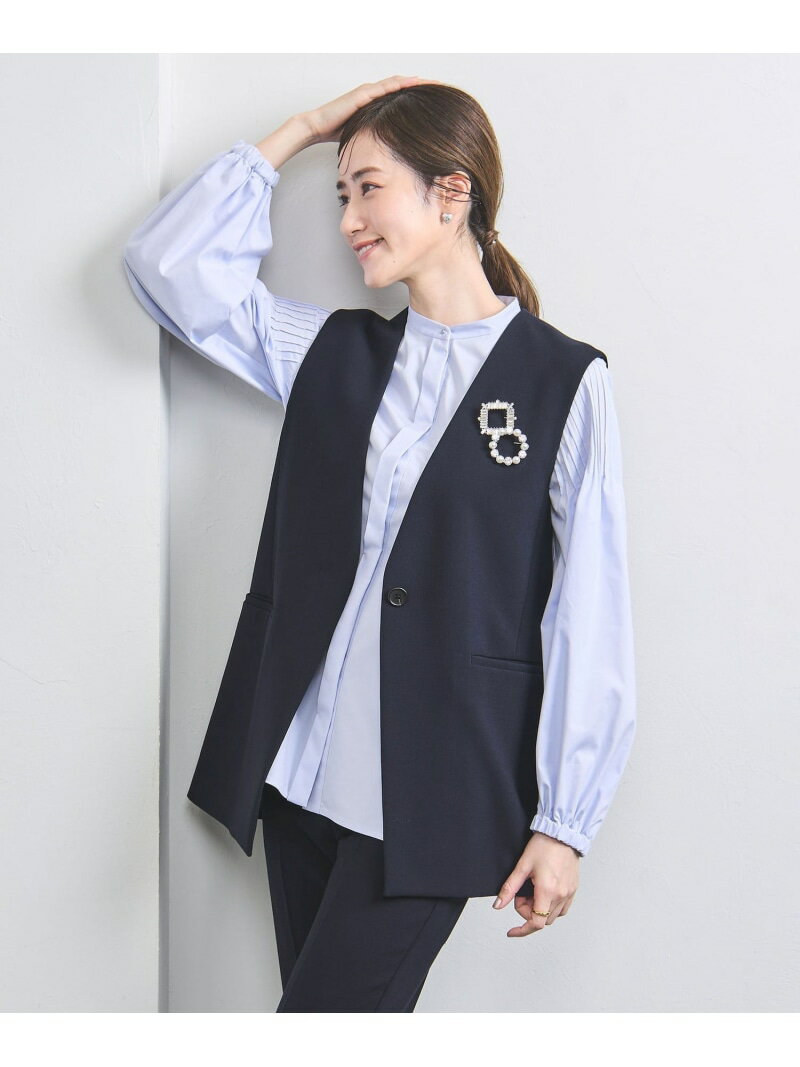 【SALE／50%OFF】ダブルクロス ミドル ベスト UNITED ARROWS ユナイテッドアローズ アウトレット トップス ベスト・ジレ グレー ネイビー【RBA_E】【送料無料】[Rakuten Fashion]