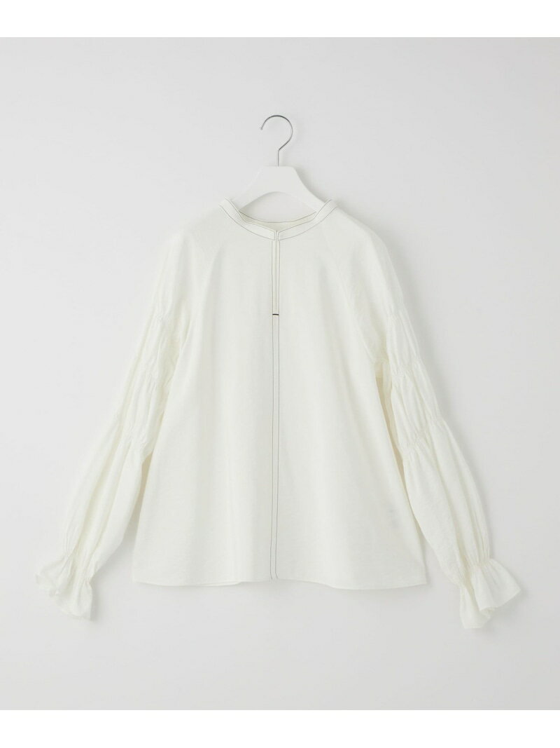 【SALE／40%OFF】＜EMMEL REFINES＞EM ソデギャザーステッチ 2WAY ブラウス EMMEL REFINES ユナイテッドアローズ アウトレット トップス シャツ・ブラウス ホワイト ブルー【RBA_E】【送料無料】[Rakuten Fashion]のサムネイル