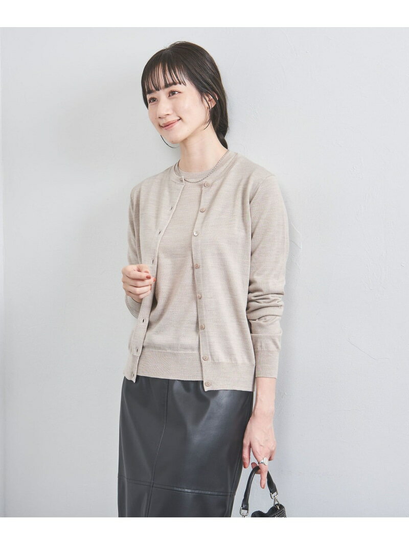 【SALE／40%OFF】18G クルーネック ニットカーディガン UNITED ARROWS ユナイテッドアローズ アウトレット トップス カーディガン ネイビー ブラック ホワイト ベージュ【RBA_E】【送料無料】[Rakuten Fashion]のサムネイル