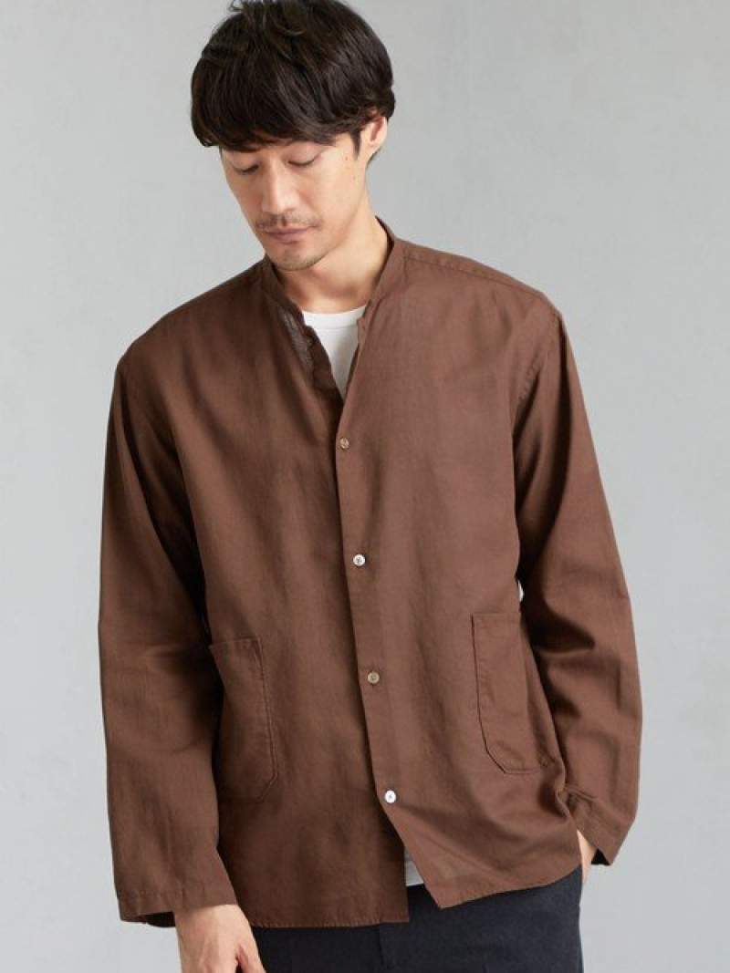 【SALE／74%OFF】SCボイルパナママオカラー長袖シャツ UNITED ARROWS green label relaxing ユナイテッドアローズ アウトレット シャツ/ブラウス 長袖シャツ ブラウン ブラック ネイビー【RBA_E】[Rakuten Fashion]