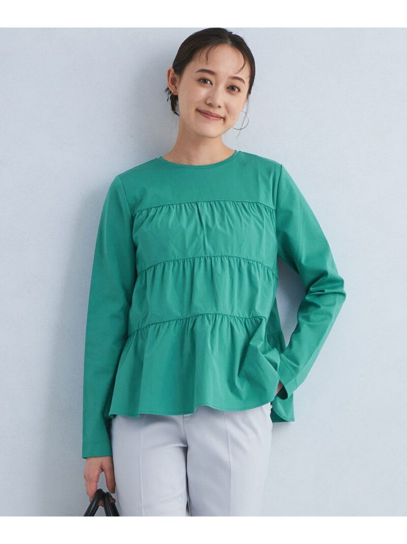 【SALE／80%OFF】ティアード ドッキング プルオーバー カットソー UNITED ARROWS green label relaxing ユナイテッドアローズ アウトレット トップス カットソー・Tシャツ ホワイト ブラック【RBA_E】[Rakuten Fashion]のサムネイル