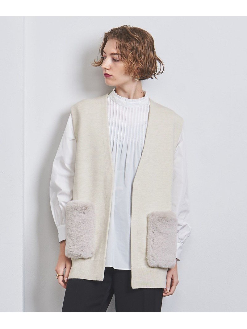 【SALE／30%OFF】ポケット ファー ベスト UNITED ARROWS ユナイテッドアローズ アウトレット トップス ニット ホワイト ブラック【RBA_E】【送料無料】[Rakuten Fashion]のサムネイル
