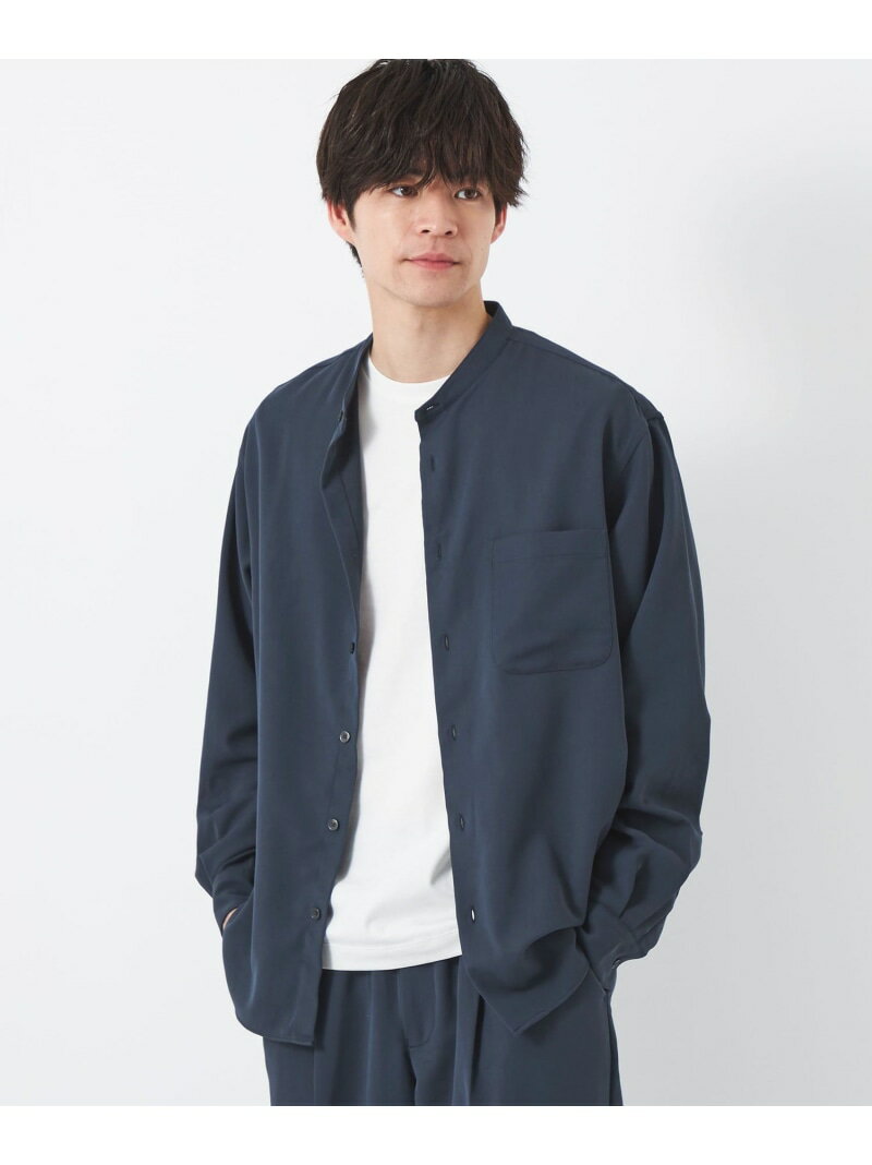 ユナイテッドアローズ 服（父向き） 【SALE／50%OFF】クリスプツイル ジャストルーズ バンドカラー シャツ -ストレッチ・防シワ・接触冷感・吸水速乾- UNITED ARROWS green label relaxing ユナイテッドアローズ アウトレット トップス シャツ・ブラウス ネイビー【RBA_E】【送料無料】[Rakuten Fashion]