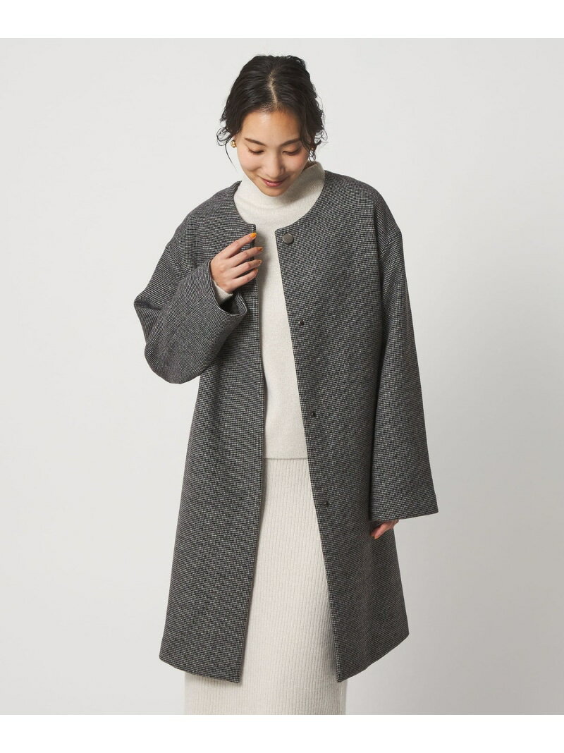 カシミヤブレンド ノーカラーコート ＜A DAY IN THE LIFE＞ a day in the life ユナイテッドアローズ アウトレット ジャケット・アウター その他のジャケット・アウター ホワイト ネイビー【送料無料】[Rakuten Fashion]のサムネイル
