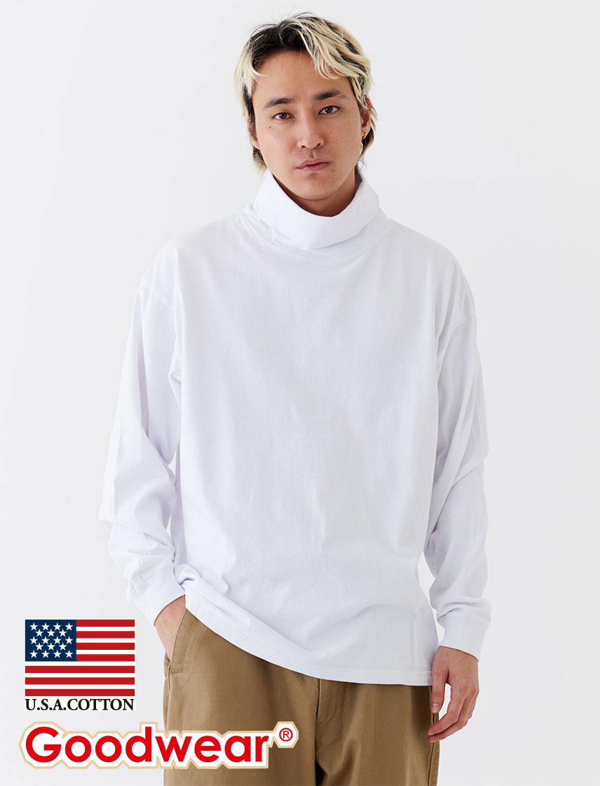 【公式】 Goodwear グッドウェア タートルネックBIGロンT メンズ レディース 7.6オンス USAコットン ビッグ ヘビーウェイト 無地