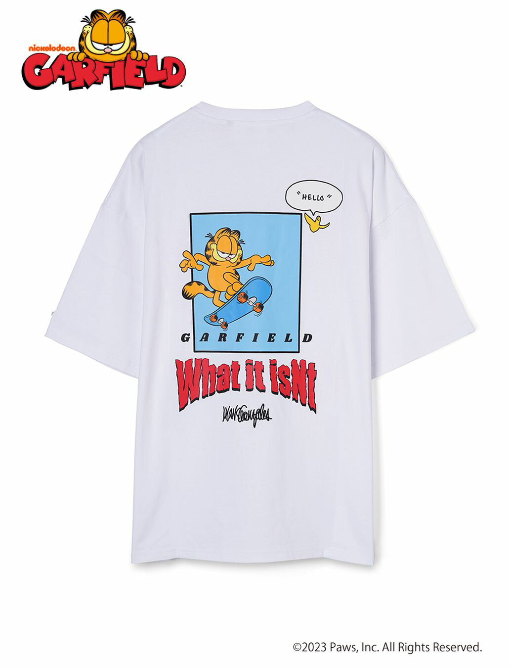 マークゴンザレス (What it isNt) GARFIELDコラボ SKATER BIG Tシャツ メンズ レディース ストリート カジュアル スケート ブランド おしゃれ 韓国ファッション ART BY MARK GONZALES