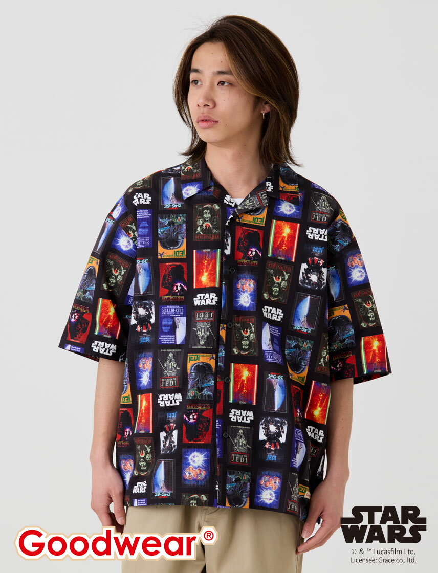 【公式】 Goodwear グッドウェアSTAR WARS 総柄オープンカラーシャツ メンズ レディース