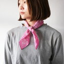 hinthint ヒントヒント BANDANNA 02 3色 02 シルクスカーフ バンダナ カジュアル ブラック ピンク ブルー 黒 青 バンダナ柄 正方形 ...