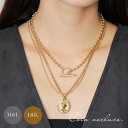 【クーポンでMAX30%OFF!!】3連ネックレス コインネックレス サージカルステンレス 3WAY 18K 18金 2連 マンテルネックレス ゴールド つけっぱなし 重ね付け レディース 華やか 高級感 金属アレルギー対応 人気 uniuni NX-47