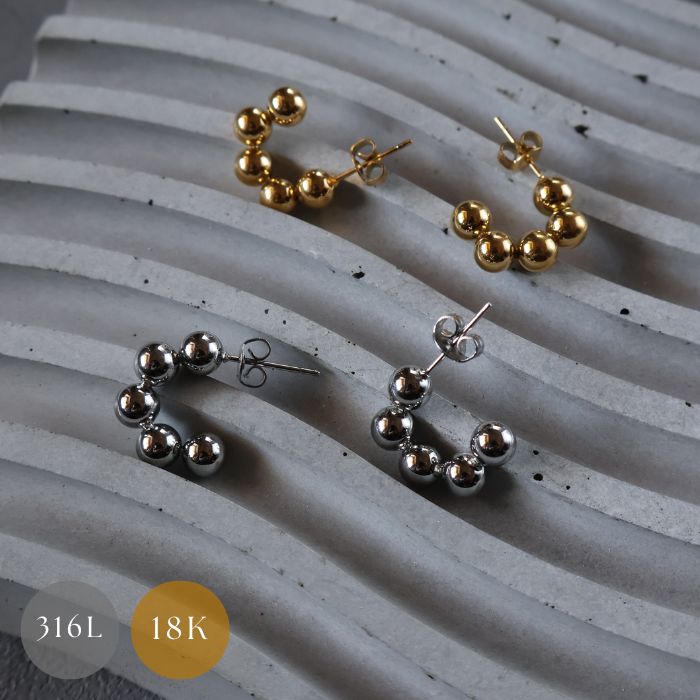 つぶつぶピアス　サージカルステンレス　18k 18金　小粒ピアス　ゴールド　シルバー　シンプル　リング　レディース　人気　オフィス　金属アレルギー対応　かわいい　おしゃれ　uniuni　PA-25のサムネイル