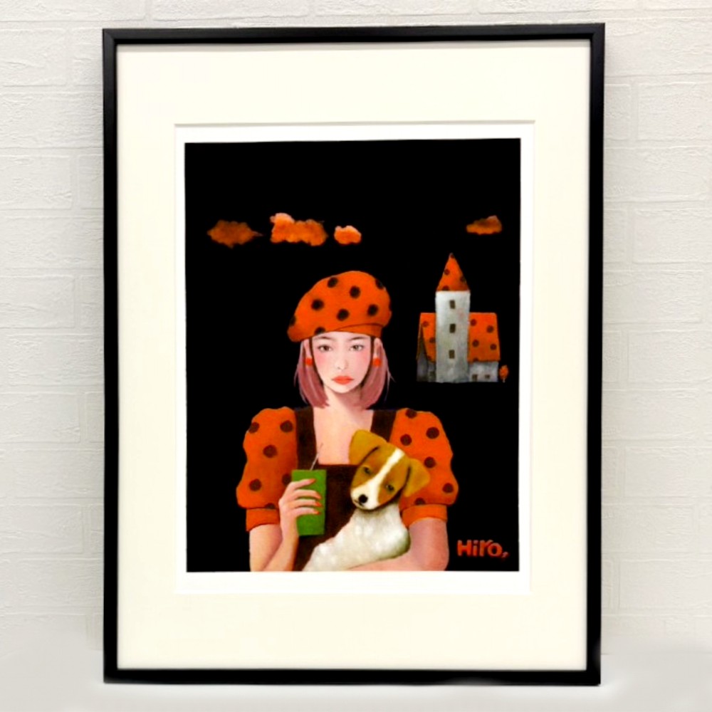 Rakuten - F6 版画 絵画 少女 犬 インテリアアート おしゃれ 壁掛け 大人かわいい 癒し 直筆サイン エディションナンバー 限定 ギフト プレゼント