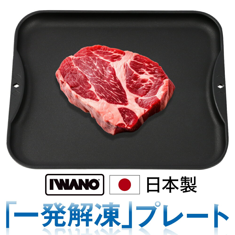 【 IWANO 】 解凍プレート 日本製 解凍皿 一発解凍 解凍 プレート スピード解凍 食材を置くだけ あら熱取りも 持ち運び可能 コンパクト 21.5×25cm フッ素樹脂加工 洗いやすい 旨味逃さず素早く解凍 燕三条製 イワノ ヒートシンク にも