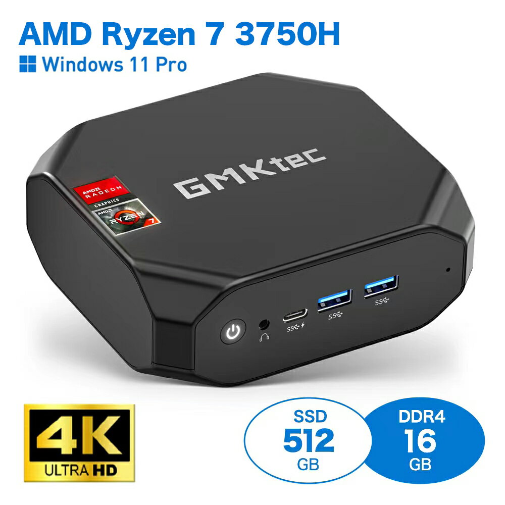 ڥѡSALEꥯݥۥߥpc AMD Ryzen 7 3750H 48å 4.0GHz Windows 11 Pro DDR4 16GB+512GB PCIe SSD 4K@60Hz 3̽б ®Wi-Fi BT4.2 Type-C USB3.1 ߥ˥ѥ minipc ѥ pc ǥȥåPC ݾ1ǯ