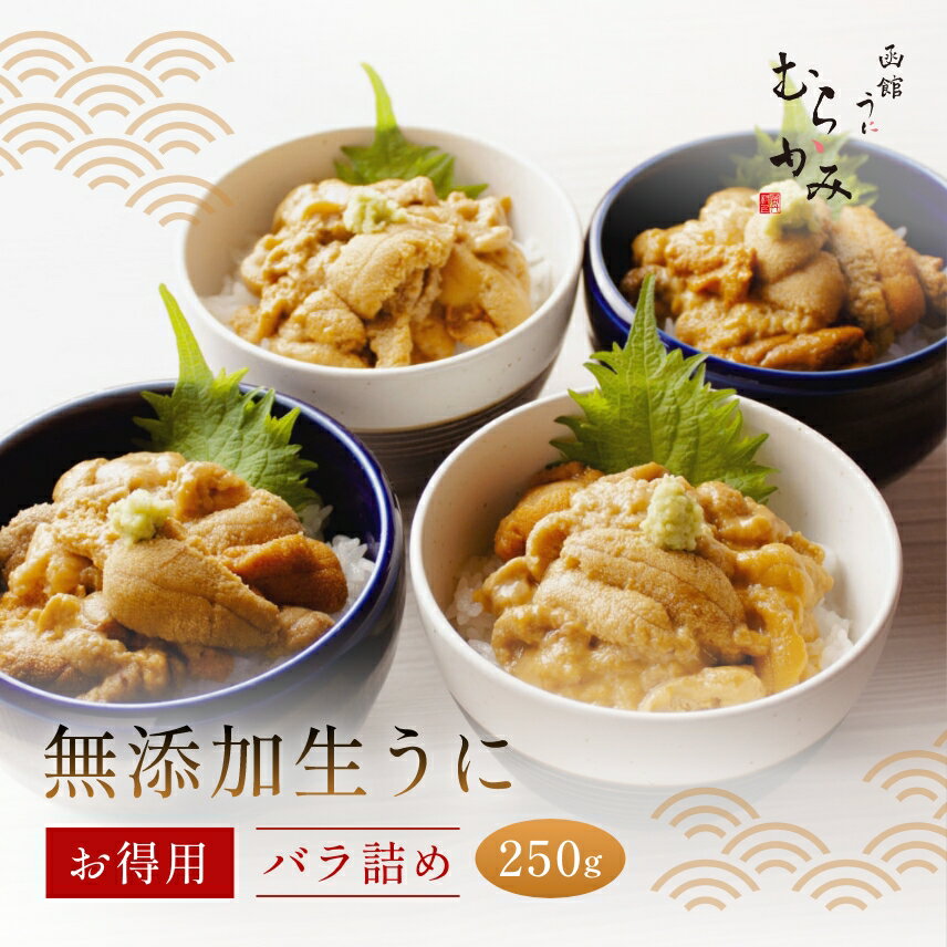 【楽天グルメ大賞受賞】無添加生うにお得用バラ詰め250g【日付指定不可】【3～4人前】【ミョウバン不使用】【訳あり】【色・形不揃い・無選別】【未冷凍】うに むらかみ ご自宅用　うに ウニ 北海道