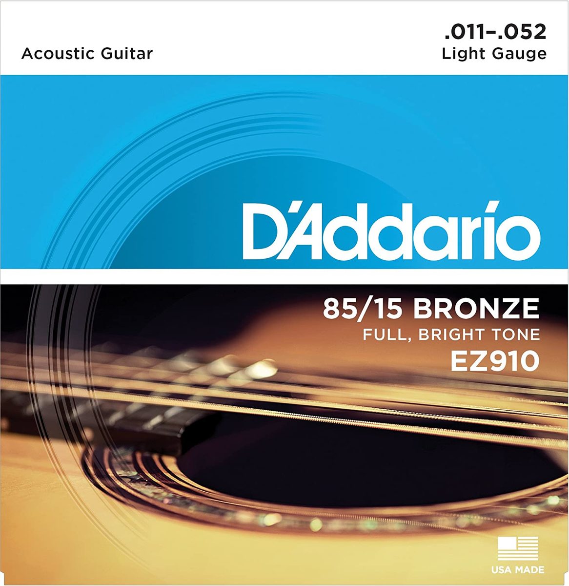 D'Addario ダダリオ アコースティックギター弦 85/15アメリカンブロンズ Light .011-.052 EZ910 【国内正規品】