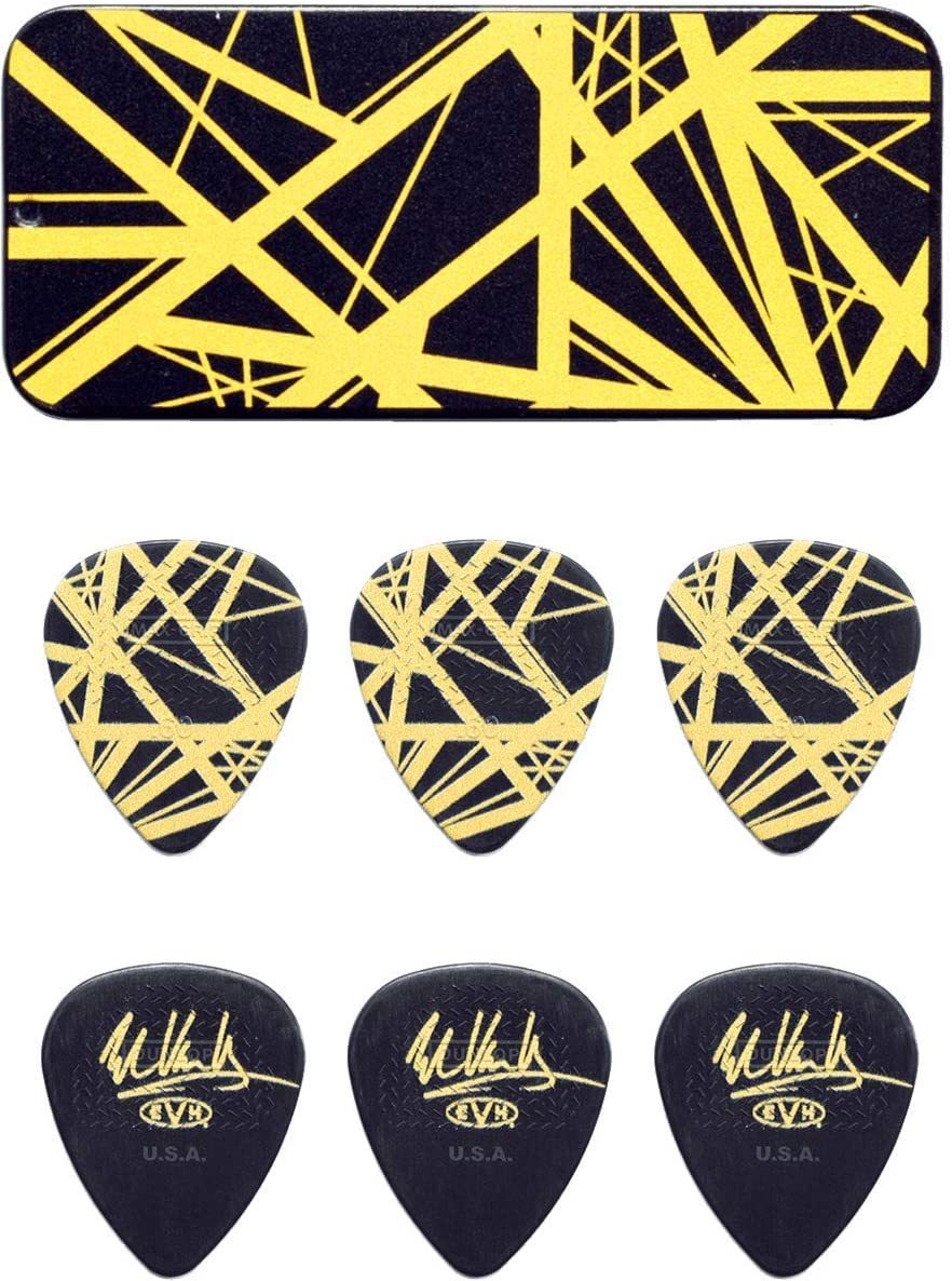 JIM DUNLOP EVHPT04 EVH Black w/ Yellow Stripes Pick Tin 0.60 sbNP[XtsbN