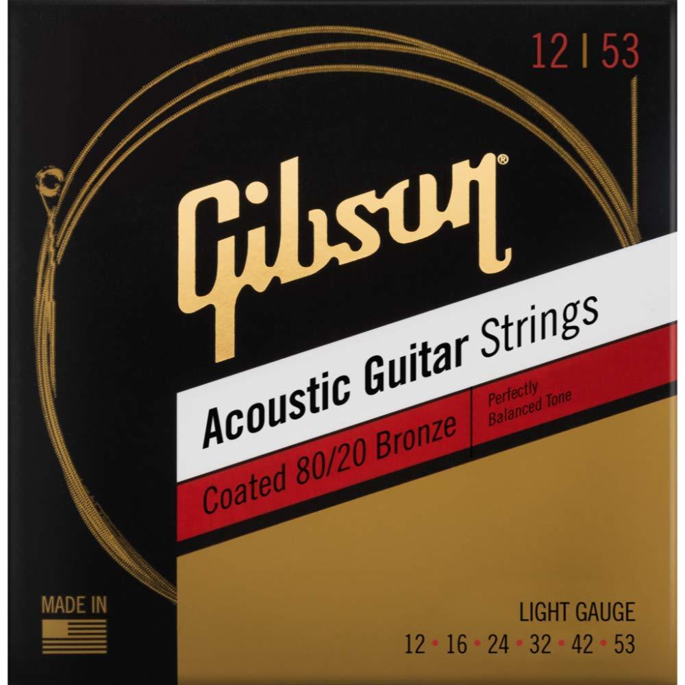 Gibson SAG-CBRW12 Coated 80/20 Bronze Acoustic Guitar Strings 12-53, Light