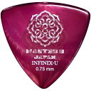 MASTER8 JAPAN INFINIX-U 三角 0.73mm HARD GRIP 滑り止め加工 ギターピック [IFU-TR073] 1枚 マスターエイトジャパン　マスター8　MASTER8 INFINIXの特性はそのままに更なる剛性・音抜けを実現。新定番がここに誕生。革新的なピッキングニュアンスを生み話題となったINFINIXにギターピック素材としては定番のULTEM〓?を配合して生まれた「INFINIX-U」。INFINIXの特性である柔軟性・形状記憶・耐摩耗はそのままに、ULTEM〓?の特徴である高い硬度や音抜け・発音の良さを融合させることに成功しました。数多くの素材でのテストやプロユースの現場でのサンプリングを重ね、INFINIX＋ULTEMを黄金比で配合することに成功しました。INFINIXの革新的な要素に定番素材を配合した「INFINIX-U」は、ギターピックの新たな可能性を広げ、プレイヤーのイマジネーションを無限に広げることが出来るでしょう。■トライアングル■INFINIX-U： 特殊プラスチックINFINIXにULTEMを配合■ハードグリップ仕様■0.73mm■1枚 2