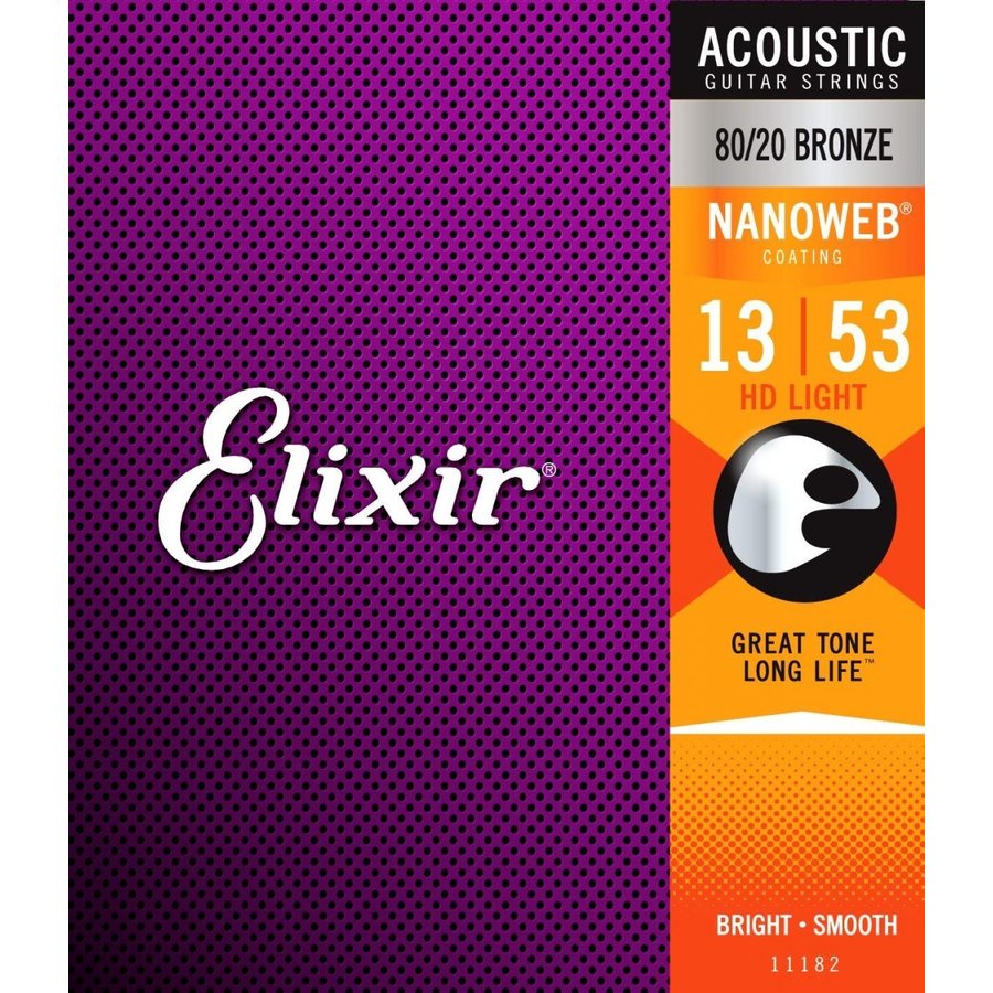 Elixir アコースティックギター弦 NANOWEB 80/20ブロンズ HD Light .013-.053#11182【送料無料】 エリクサー アコギ弦 ブロンズ HDライト Taylorと共同開発 「HD Light」ゲージは、くっきりと際だった高音と厚みのあるリッチな低音がバランス良く仕上げられた、アコースティックギター弦の新しいゲージ展開です。全米No.1アコースティックギターブランド「テイラーギターズ」と協同開発し、くっきりと際立った高音域と厚みのあるリッチな低音域が特長。バランスの取れたテンション感 / フィンガーピッキングスタイルに最適ナノウェブ 80/20ブロンズ - HDライトゲージ (.013 .017 0.25 .032 .042 .053)こちらの商品は日本国内代理店商品となります。※こちらの商品はメール便、もしくは定形外郵便（ポスト投函、配送時の補償なし）にて発送いたします。ご注文受付後、通常は即日〜2営業日以内に発送させていただきます。店頭在庫欠品の場合、お取り寄せとなりますので3〜4営業日以内に発送させていただきます。メーカー欠品中やメーカー長期休みによりお取り寄せに時間がかかる場合はメールにてご連絡差し上げます。 2