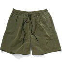【FLATLUX(フラットラックス)】MONARCH TUCK SHORT(ARMY)ショートパンツ ナイロンショーツ リップストップ