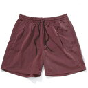 【FLATLUX(フラットラックス)】MONARCH TUCK SHORT(PLUM)ショートパンツ ナイロンショーツ リップストップ
