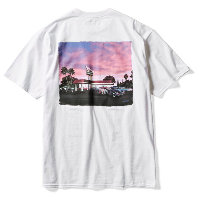 【IN-N-OUT BURGER(インアンドアウトバーガー）】CALIFORNIA SUNSET TEE(WHITE)カリフォルニア　ハンバーガー　インポート　アメリカンバーガー　スーベニア　大きいサイズ　ビッグサイズ　父の日　ギフト