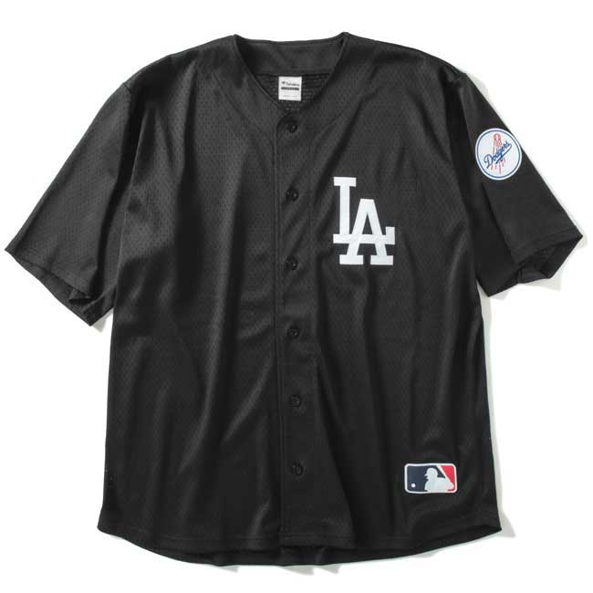 【FANATICS（ファナティック)】MLB LOS ANGELES DODGERS BASEBALL SHIRT(BLACK)ベースボールシャツ　ジャージ　メジャーリーグ　ベースボール　LA　ロサンゼルス　ドジャース 1