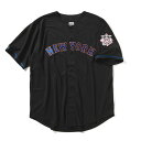 【FANATICS(ファナティック)】MLB MESH BASEBALL SHIRT NEW YORK METS(BLACK)ベースボールシャツ ジャージ メジ...