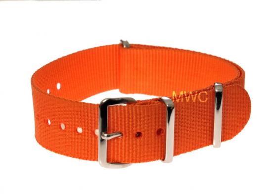 MWC時計 18mm NATO ストラップ ナトーストラップ ナイロン 時計ストラップ 時計 バンド オレンジ Orange バリスティックナイロン 欧州製