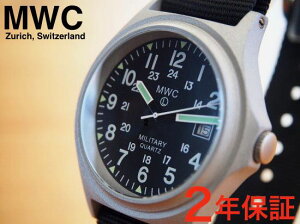 ミリタリーウォッチ MWC時計 メンズ腕時計 G10BH1224 バッテリーハッチ 24時間表記 クォーツ Ronda 705/715 50m防水 NATO ストラップ 2本付き 米軍仕様 アメリカ軍