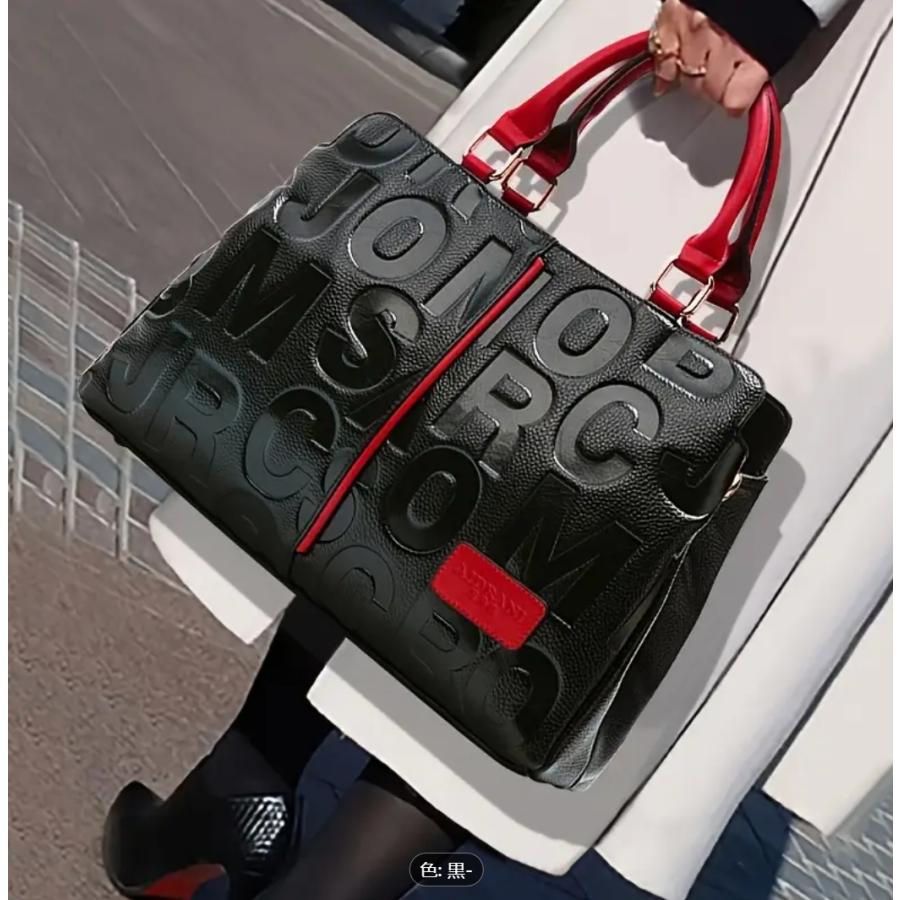 【楽天スーパーSALE】レディース用本革トートバッグ - 高級文字エンボス加工大型サッチェルパース、トップハンドル&取り外し可能なショルダーストラップ付き、ジッパークロージャ