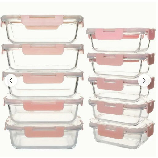 10個セットのガラス製食品保存容器、蓋付きガラス製食事準備容器、スナップロック式食品保存容器、密閉ランチ容器、電子レンジ、冷凍庫、食器洗い機対応 10個セットのガラス製食品保存容器、蓋付きガラス製食事準備容器、スナップロック式食品保存容器、密閉ランチ容器、電子レンジ、冷凍庫、食器洗い機対応