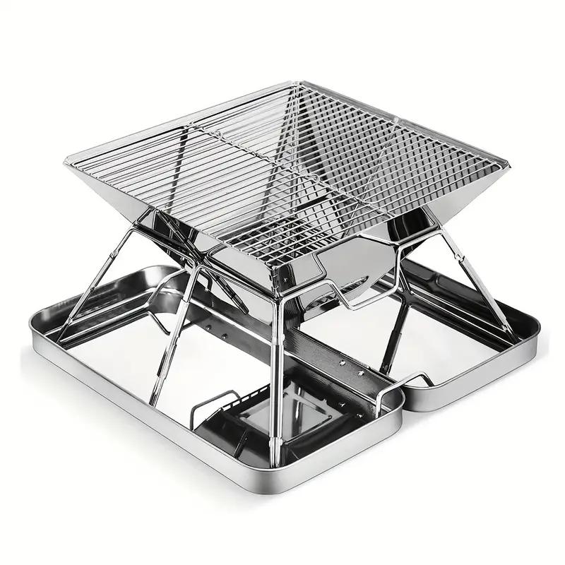 ポータブル304ステンレス鋼折りたたみBBQグリル - アウトドアキャンプ、ピクニック&炭火料理に最適