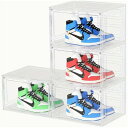 シューズボックス、4個セット、大容量収納ボックス、磁気ドアスニーカーボックス、シューズケース、シューズストレージボックス、組み立て、透明ドア付き(4)
