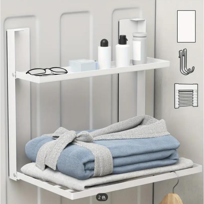 ダブルレイヤー磁気壁棚 - バスルーム、キッチン&ツール用の省スペース収納、粉体塗装された鉄製、安全な取り付けのための曲線デザイン、最大15kgまで耐える